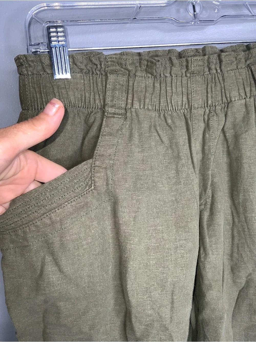 Maurices Olive Green High Waist Women’s Linen Blend Shorts Small